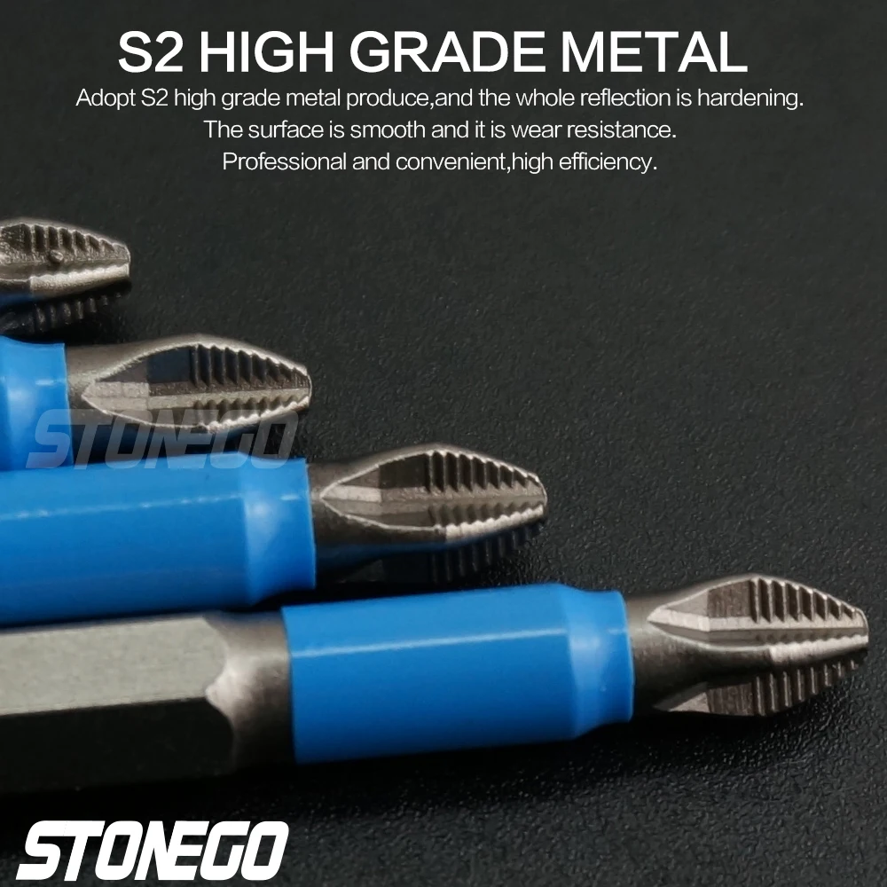 STOENGO ไขควง Bits 1/4 "Hex Shank Magnetic Cross Screw Head Anti Slip เคล็ดลับไฟฟ้า 50 มม. เจาะชุดเครื่องมือ