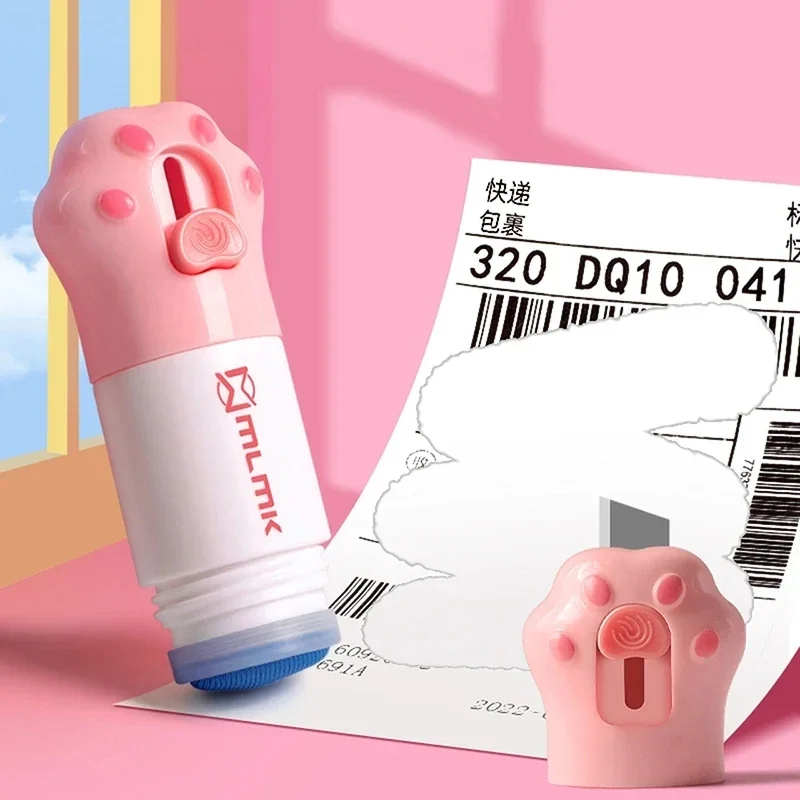 Katzenpfoten-Thermopapier-Korrekturflüssigkeit mit Messer, Paketbox, Öffner, Zuhause, Anti-Peep, Identitätsinformationen, Sichtschutz, Radiergummi