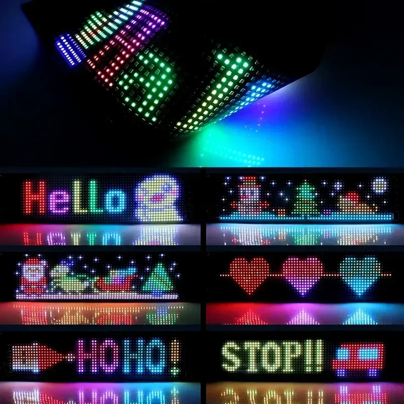 Painel de pixel de matriz de led flexível à prova d'água, texto de rolagem, sinal de publicidade, tela programável por aplicativo para exibição de loja de caminhões de carro