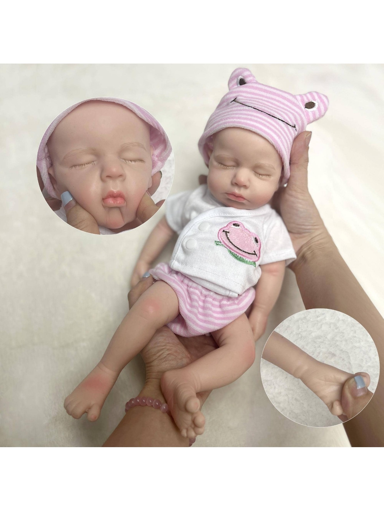 13 Zoll Ganzkörper weiche Silikon Bebe Reborn Puppe handgemachte 3D bemalte Haut Neugeborene Babypuppe für Kinder Geschenke