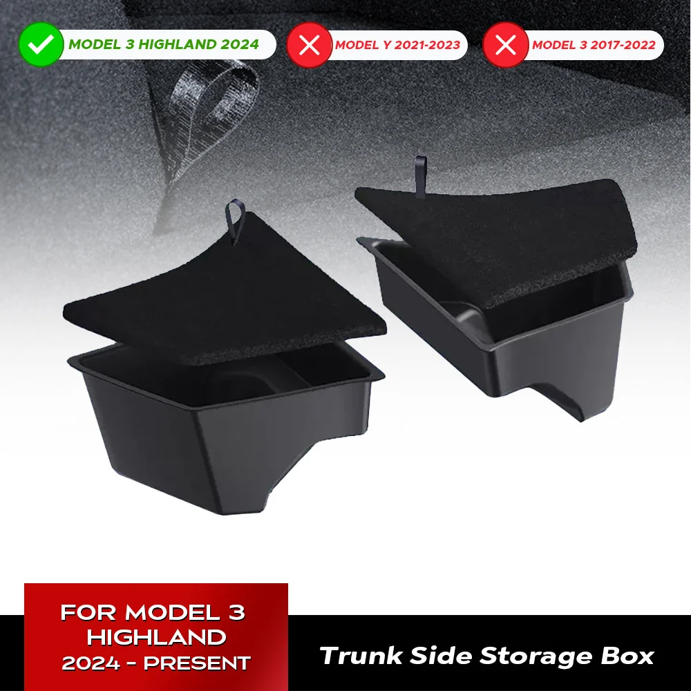 Caja de almacenamiento para maletero trasero de Tesla modelo 3 highland, 2024, con cubierta, organizador de maletero trasero, partición, accesorios de decoración