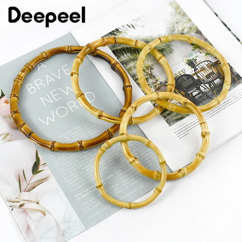 2/4 Stücke Deepeel 7,5-18 cm Bambus Ringe Taschengriffe DIY Handarbeit Handwerk Holztaschen Verschluss Runder Griff Geldbörse Gewebtes Zubehör
