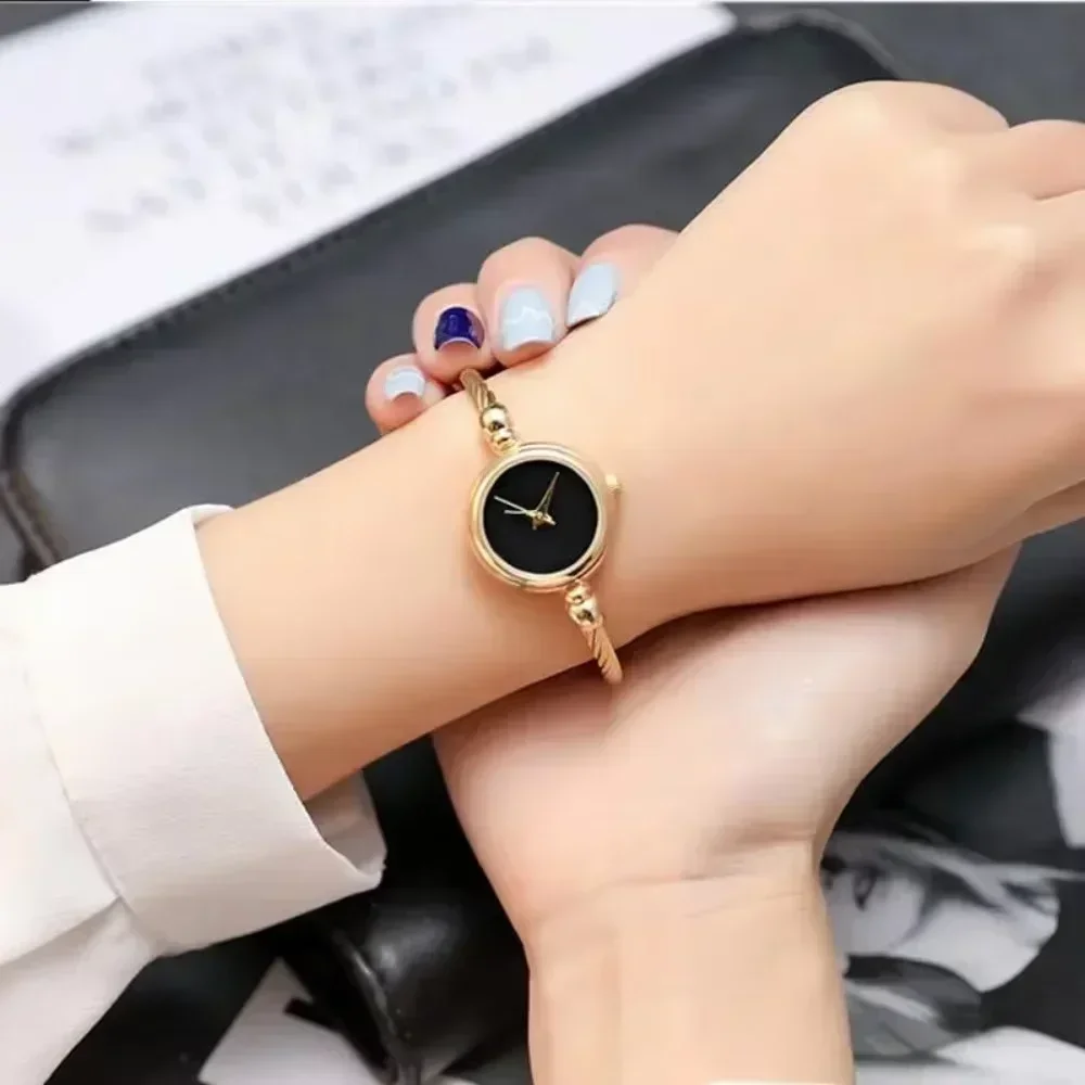 Reloj para mujer, pulsera pequeña de oro, relojes de lujo, Reloj de pulsera de cuarzo de acero inoxidable para mujer, Reloj informal de marca para mujer