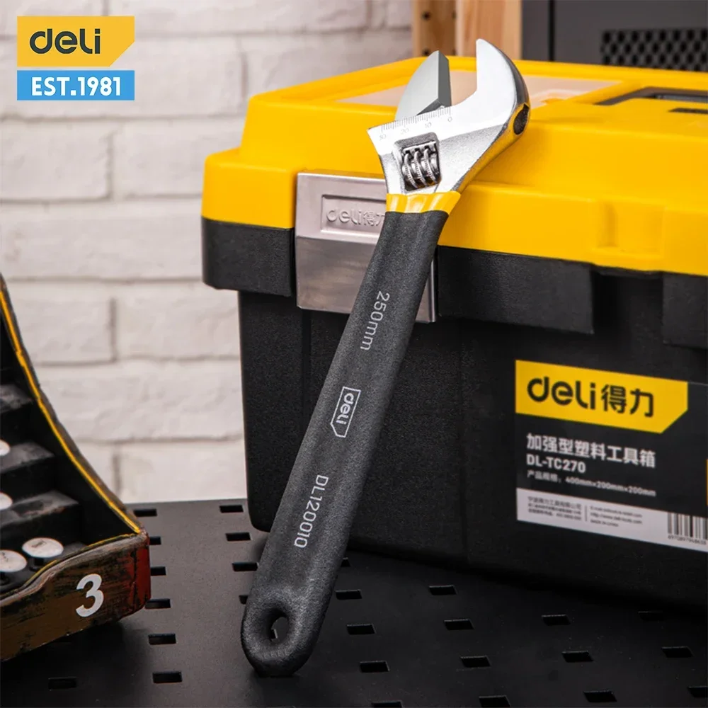 Deli 1 Uds. Llave Universal ajustable de 6/8/10/12 pulgadas fuerte con mango antideslizante llave de mono de gran apertura