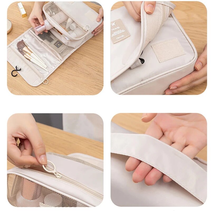 Borsa da viaggio multifunzionale per il trucco da appendere con borsa lavabile da appendere borsa portaoggetti portatile per la separazione bagnata e asciutta di grande capacità