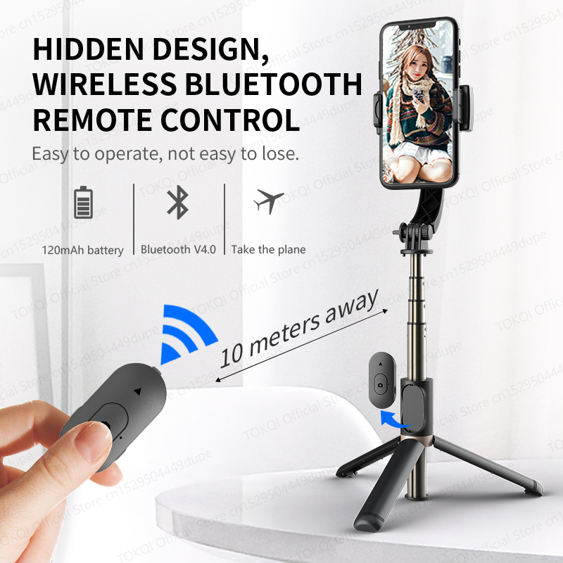 Q08 Handheld Gimbal Stabilizer Portable Selfie Stick with Bluetooth Remote for Samsung Xiaomi Smartphone iPhone Shooting Vlog