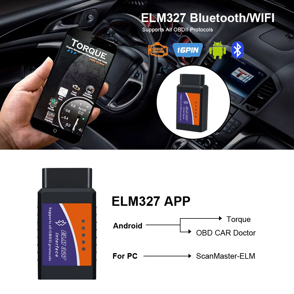Leitor de código elm327 v2.1 obd2 scanner bt/wifi elm 327 obd ferramenta de diagnóstico do carro para android/ios pk vgate icar2