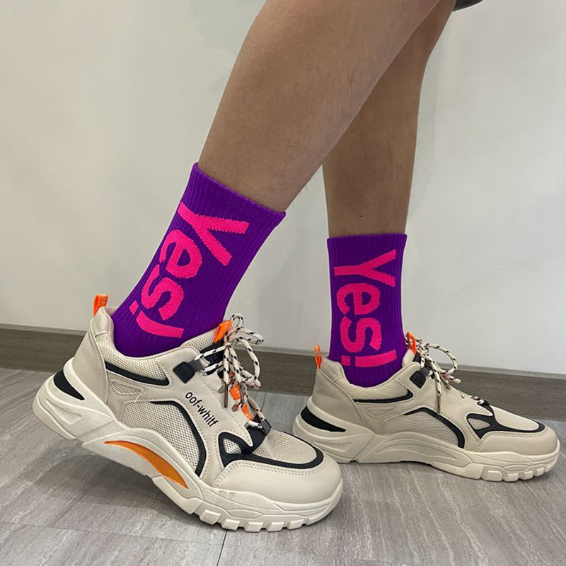 'Ja!' Mid Crew Sokken voor Heren/Dames Mode Outdoor Skateboarden Sport Straat Sok Ademend