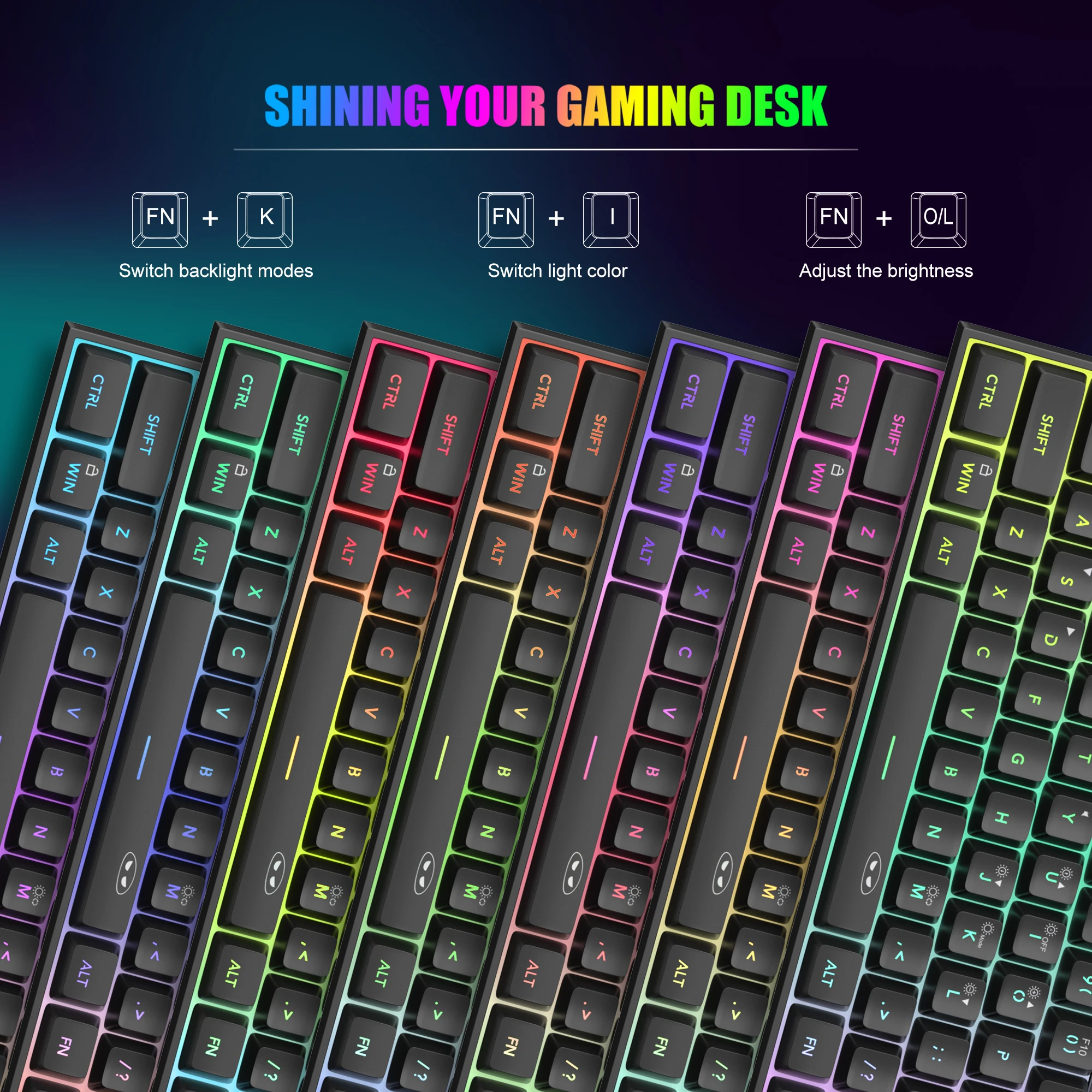 MageGee ミニ 60% ゲーミングキーボード、RGB バックライト付き 61 キー超コンパクトキーボード、TS91 人間工学に基づいた防水メカニカルフィーリングオフィス