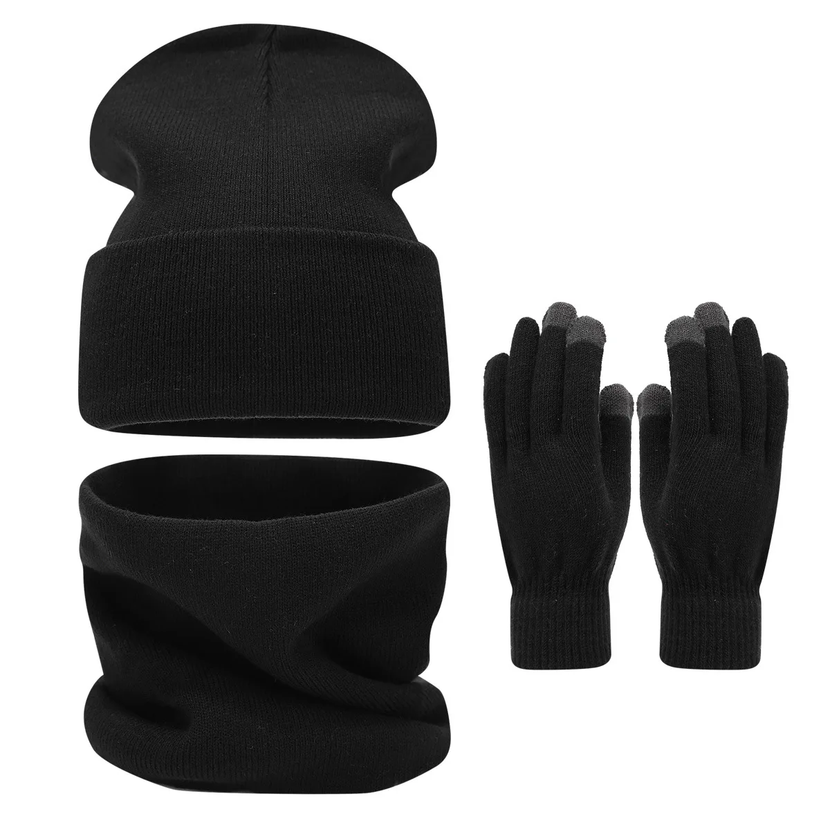 berretti in maglia guanti snood set 3 pezzi per donna uomo unisex tinta unita cappelli invernali set semplice classico nero bianco grigio rosso fucsia