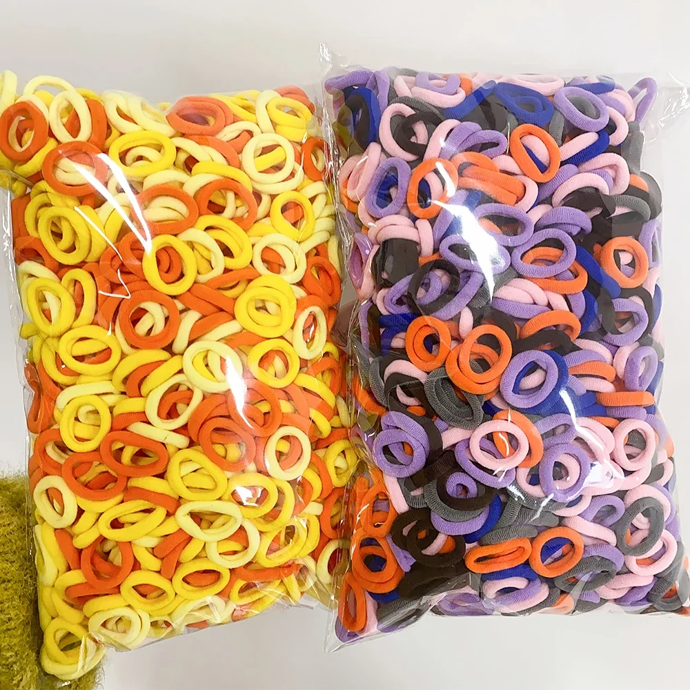100 Uds. Lazos elásticos básicos coloridos de nailon para el cabello para niñas, coleta para sujetar, banda de goma, accesorios para el cabello de moda para niños