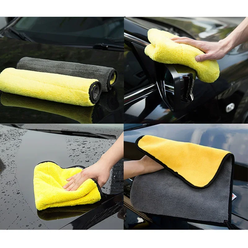Toallas de limpieza de coche de microfibra de 30x30cm, paño de secado para lavado de coches, toalla de microfibra con dobladillo, paño de lavado para el cuidado, accesorios para detalles de coches