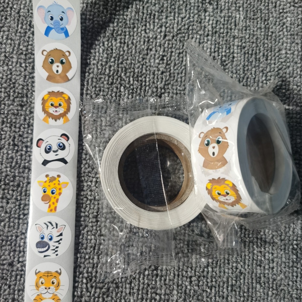 500 pièces/rouleau, 2 rouleaux de 16 autocollants d'animaux de dessin animé, cadeaux et décorations de récompenses pour enseignants pour papeterie de bureau