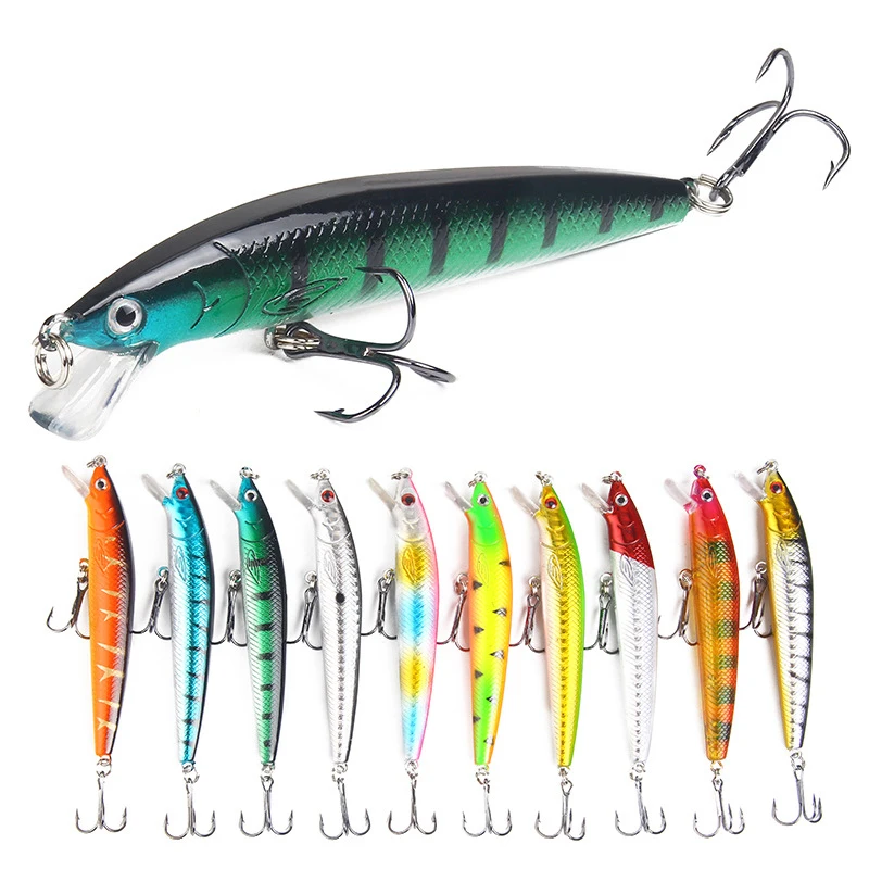 1 Uds señuelo de Pesca Minnow 95mm 8g cebo duro flotante Wobbler Jig cebo Crankbait carpa lubina rayada Pesca aparejos de Pesca SwimBait
