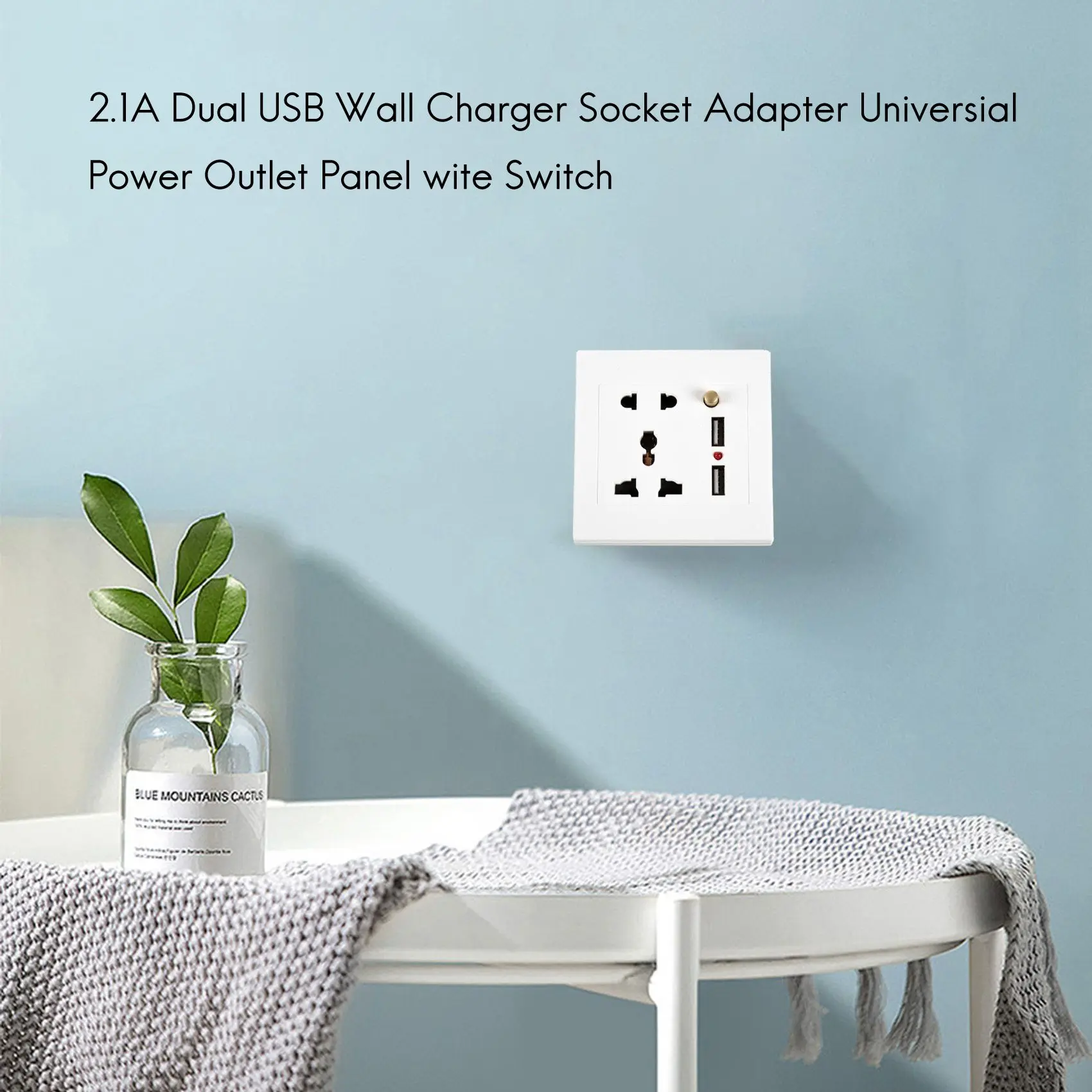 2.1a Dual-USB-Wand ladegerät Steckdose Adapter Universal steckdose Panel mit Schalter