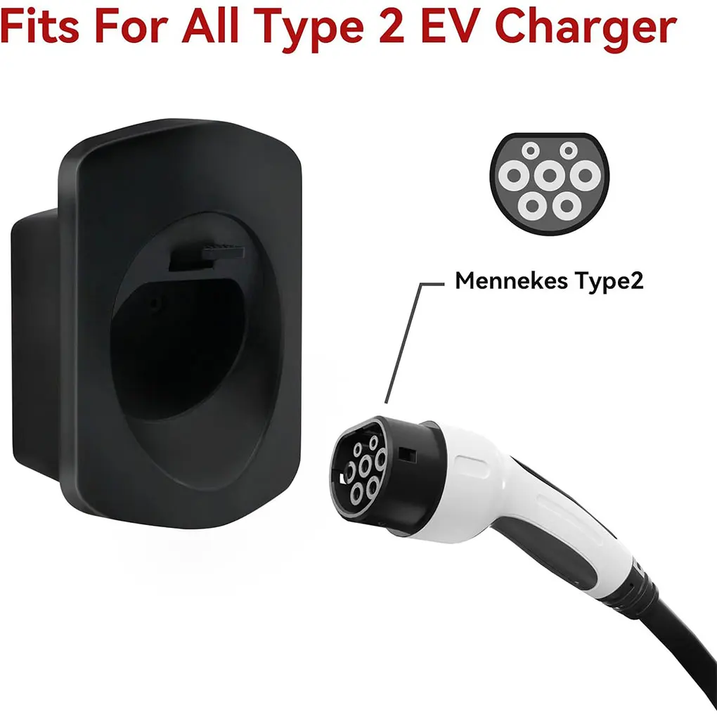 Soporte de cargador de montaje en pared ABS para conector tipo 2, enchufe de protección adicional, Wallbox, soporte de Cable de carga de coche eléctrico
