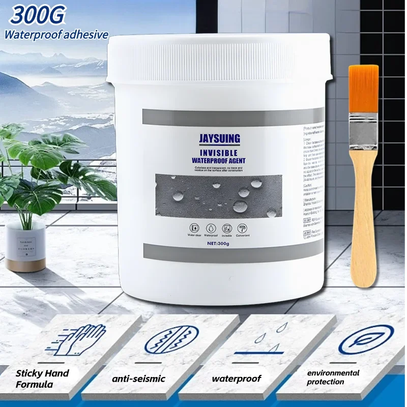 Agente sellador de revestimiento impermeable, pegamento de pasta Invisible transparente con cepillo, reparación adhesiva, techo del hogar, baño, 30/100/300g
