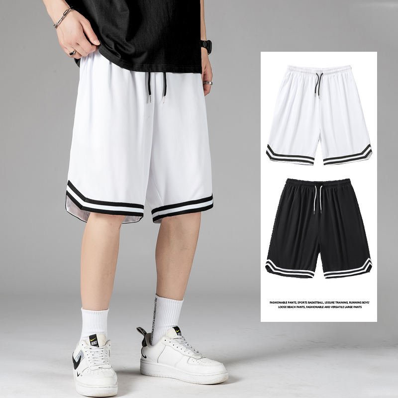 Pantalones cortos nuevos de verano, pantalones casuales para hombres, pantalones deportivos de baloncesto, pantalones capri, sueltos de secado rápido al aire libre, marca de moda de seda helada,