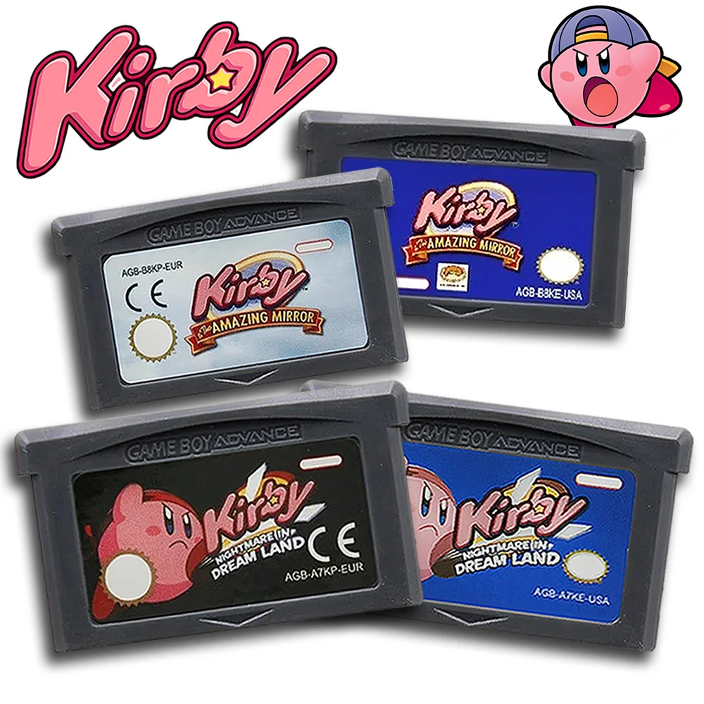 Cartucho de jogo GBA Kirby Cartão de console de videogame de 32 bits Amazing Mirror Nightmare in Dream Land para GBA NDS