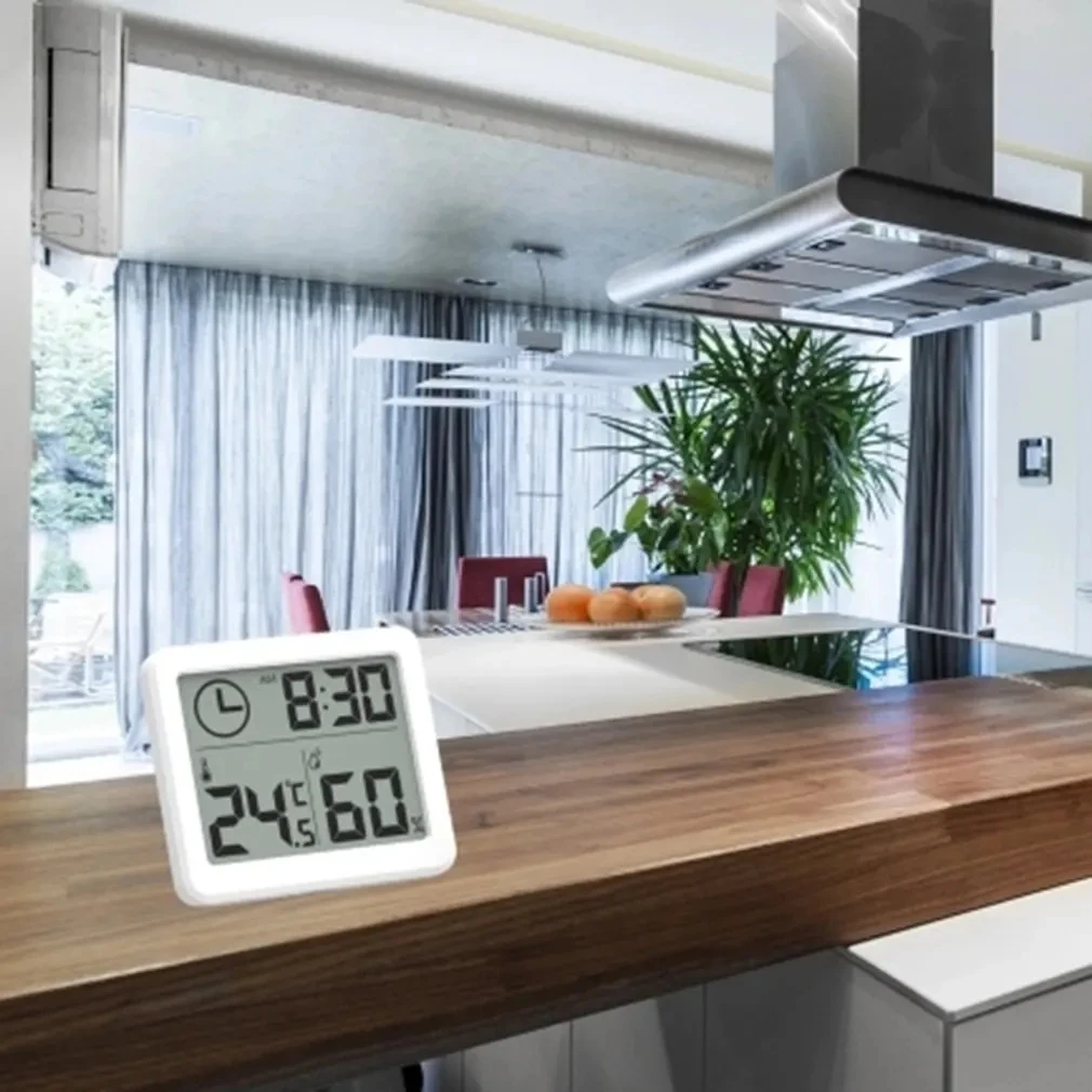 LCD Digital Thermohygrometer Ultra-thin Simple Smart Home อิเล็กทรอนิกส์ดิจิตอลเครื่องวัดอุณหภูมิเครื่องวัดความชื้นนาฬิกาแขวน