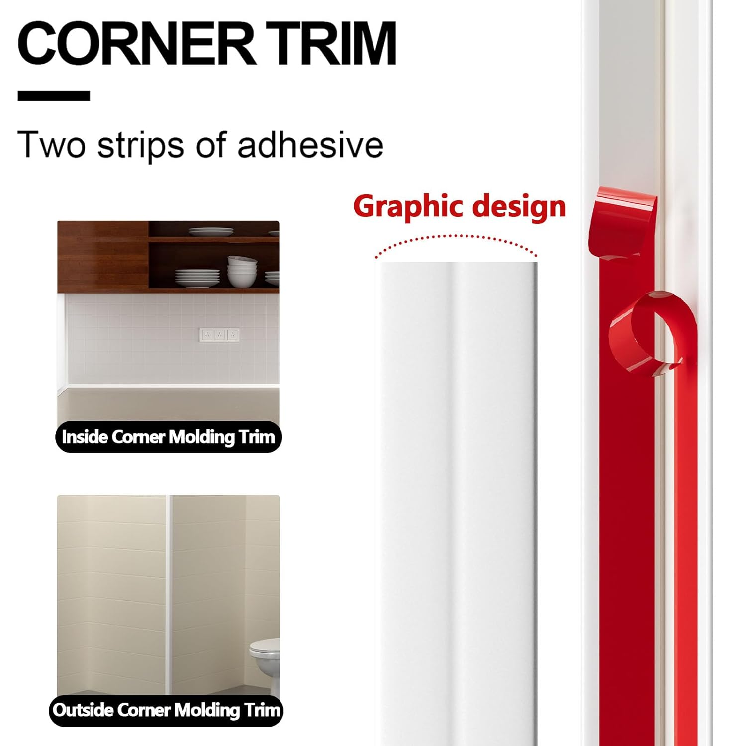 22 Feet Flexible Inside & Outside Corner Trim Molding Peel and Stick Molding 90° External Corner Guards Trim for Tile and Wall