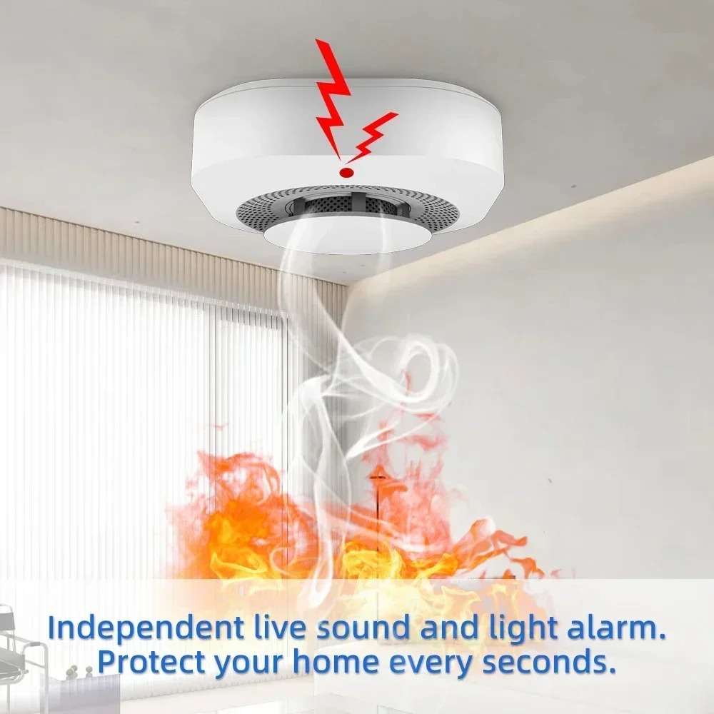 Tuya WiFi Smoke Alarm 85dB Audible Alarm Detection Fire Protection Smoke Detector Sensor Smart Life Firefighter for Home Office