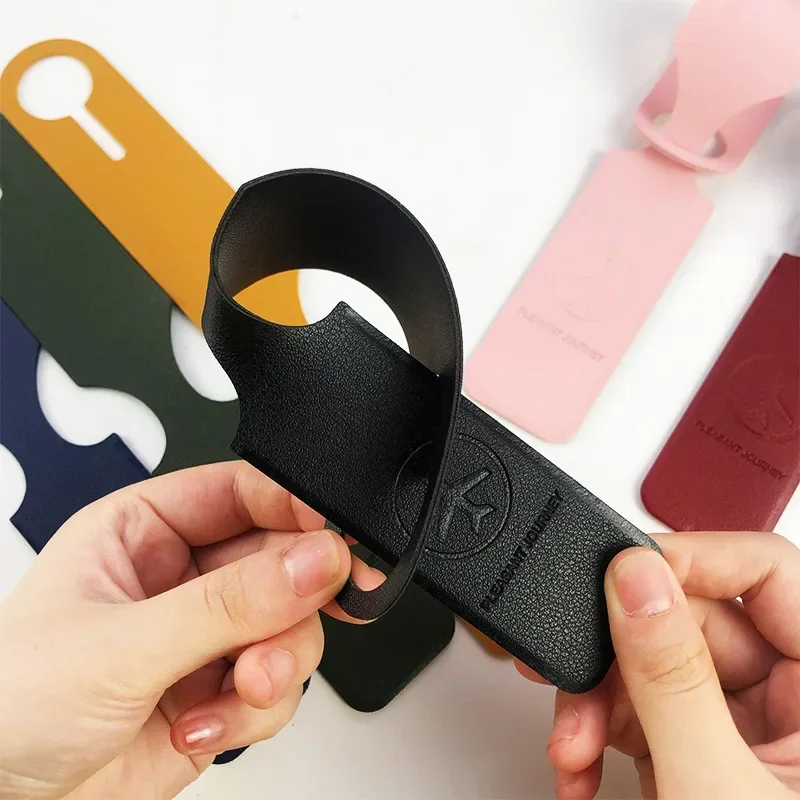Männer Frauen Gelb PU Leder Gepäck Tag Tragbare Koffer Kennung Label Gepäck Boarding Tasche Tag Halter Reise Zubehör