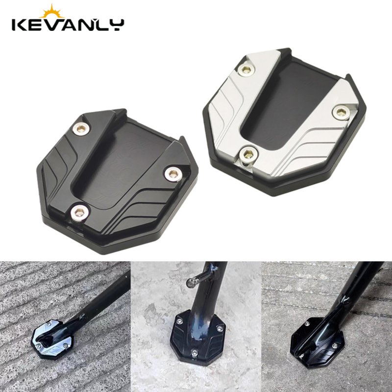 Aluminum Alloy Motorcycle Bike Kickstand Extender Foot Side Stand Extension Foot Pad Support Plate Motorbike Accessories black