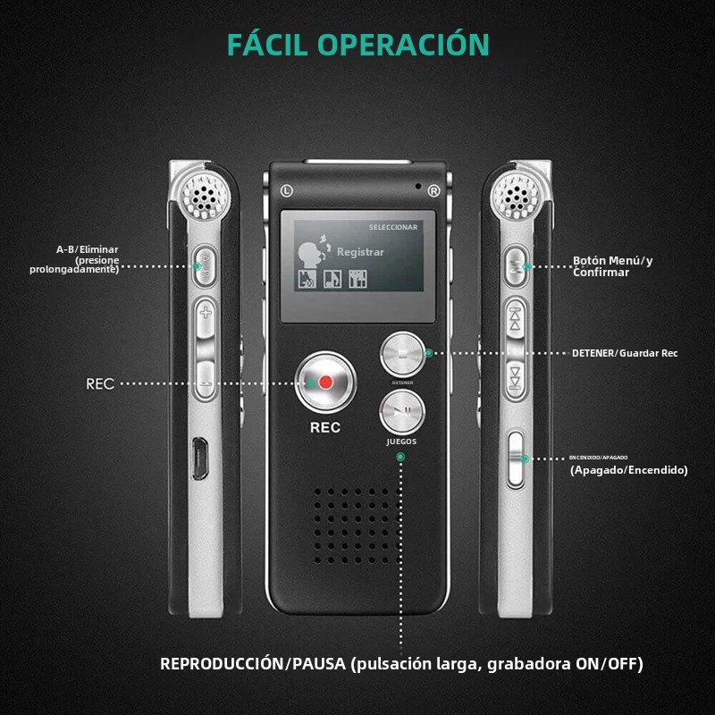 Equipo de caza de fantasmas paranormal Grabadora digital EVP activada por voz USB US 8GB (negro)