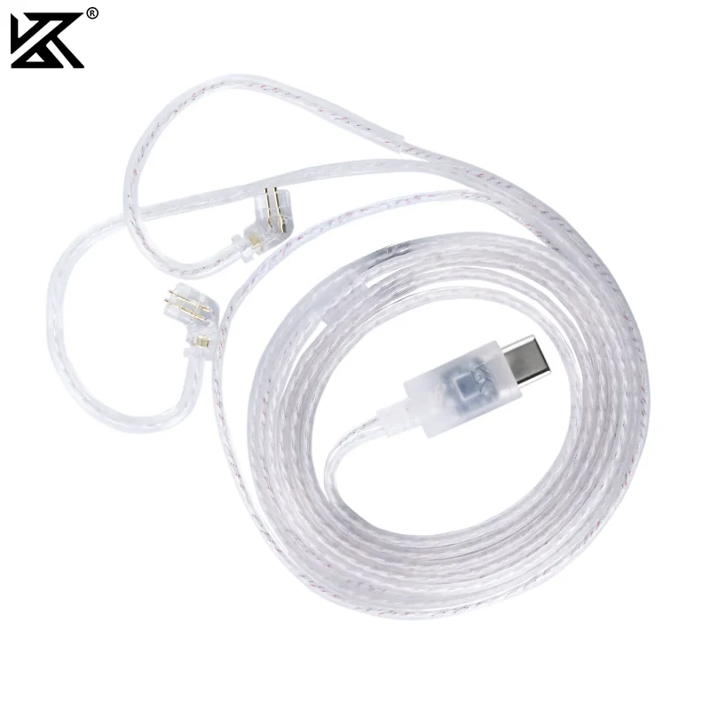 KZ Original Kopfhörerkabel Typ C versilbertes Upgrade-Kabel Ersatz 2-poliges Kopfhörerkabel für EDX Pro/ZS10 Pro/ZSN PRO