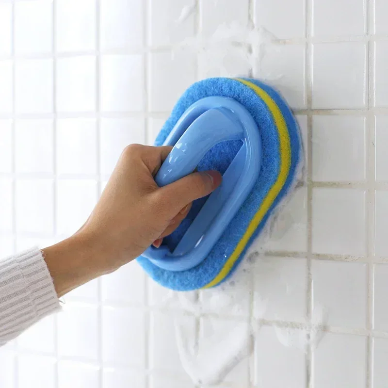 Esponja mágica para limpieza de inodoro, cocina, baño, limpieza de paredes de vidrio, cepillo de baño, mango de esponja, cepillo de limpieza con ranura para ventana de cerámica