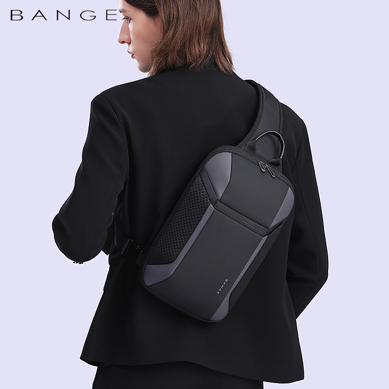 Bange-男性用多機能盗難防止ショルダーバッグ,オックスフォードショルダーバッグ,USB充電チェストパック,ショートトラベルメッセンジャー