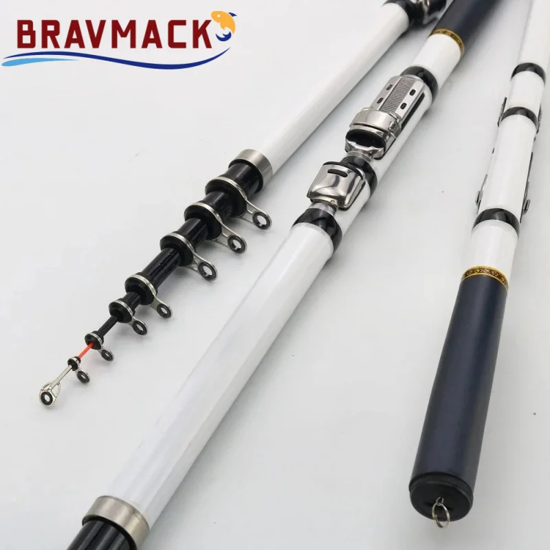 BRAVMACK Canna da pesca Spinning in fibra di carbonio Mini canna telescopica 3M 2.7M 2.4M 2.1M 1.8M 1.5M Attrezzatura per pesci di alta qualità
