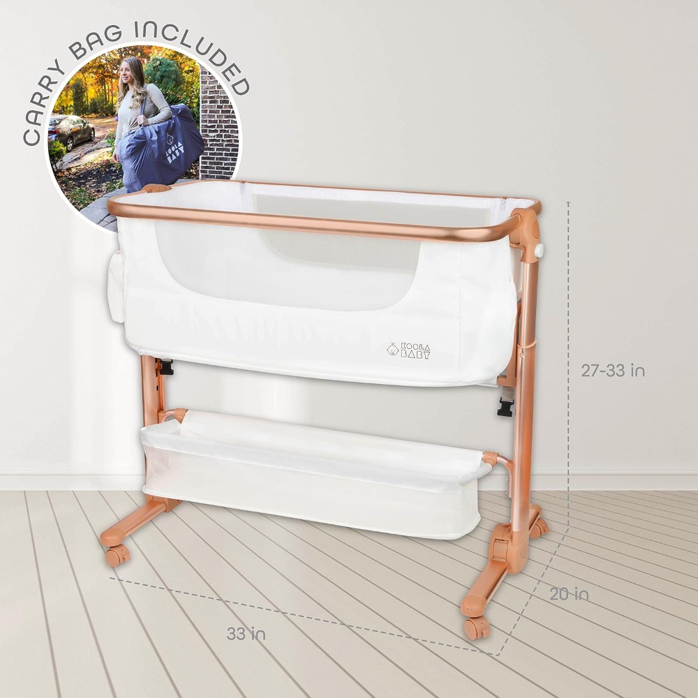 Baby Bassinet, Bedside Sleeper for Baby, Easy Folding Portable Crib with Storage Basket for Newborn, Bedside Bassinet,