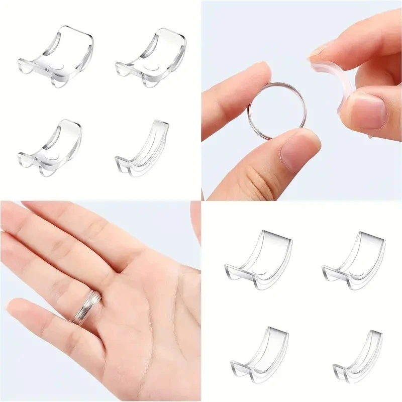 8-delige kunststof ringmaatregelset - transparant ringverstelkussen voor het bevestigen van losse ringen - essentiële trouwringverkleiner