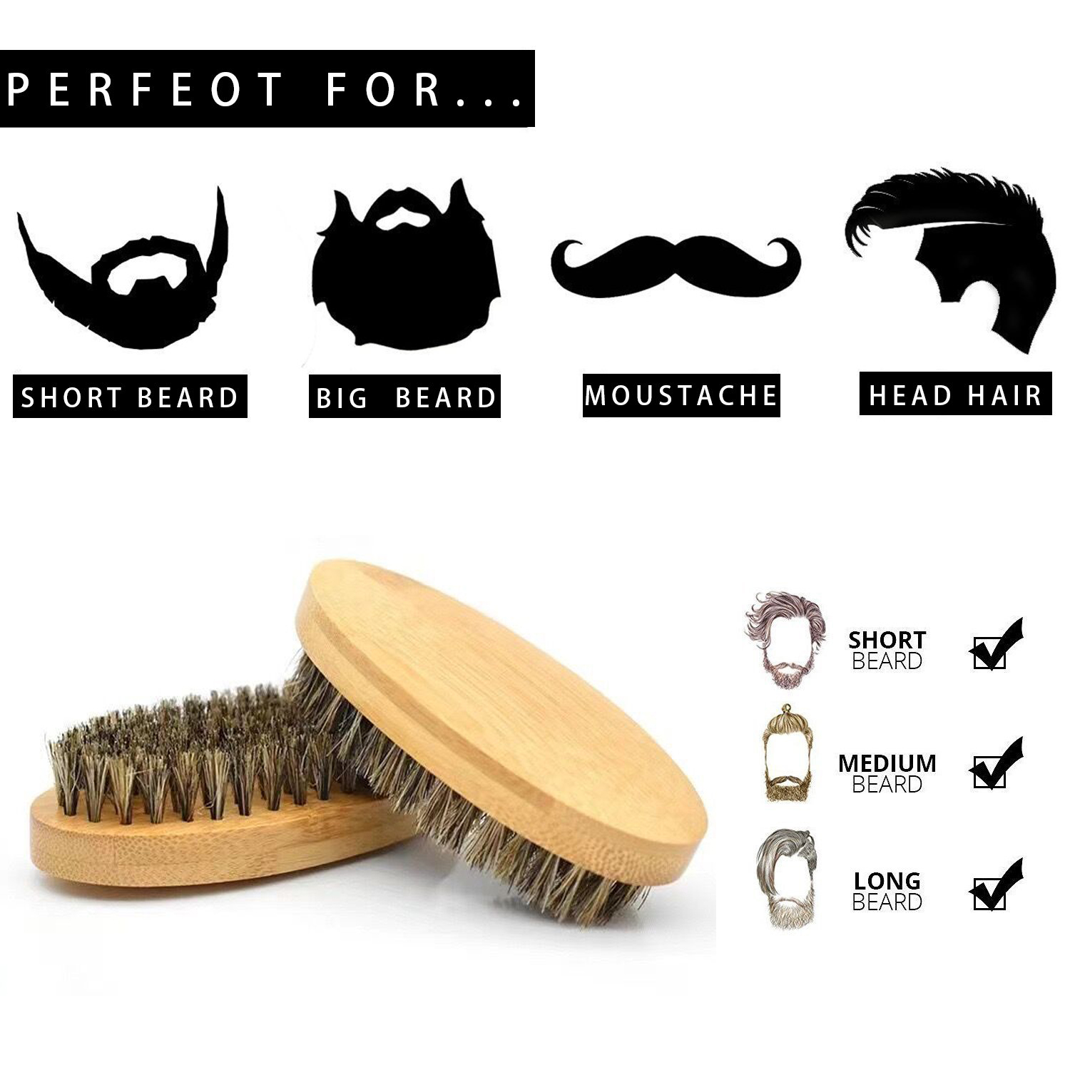 Men's Shaving Brush Set Boar Bristle Portable Barber Natural Beard Brush Comb Scissors for Facial Cleaning Styling Tool