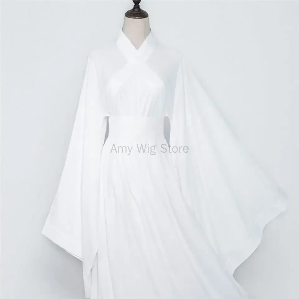 여성의 중국어 번체 의상 Flowy Hanfu 레이디 여성 남성 화이트 블랙 탑 스커트 정장 속옷 무대 공연 착용