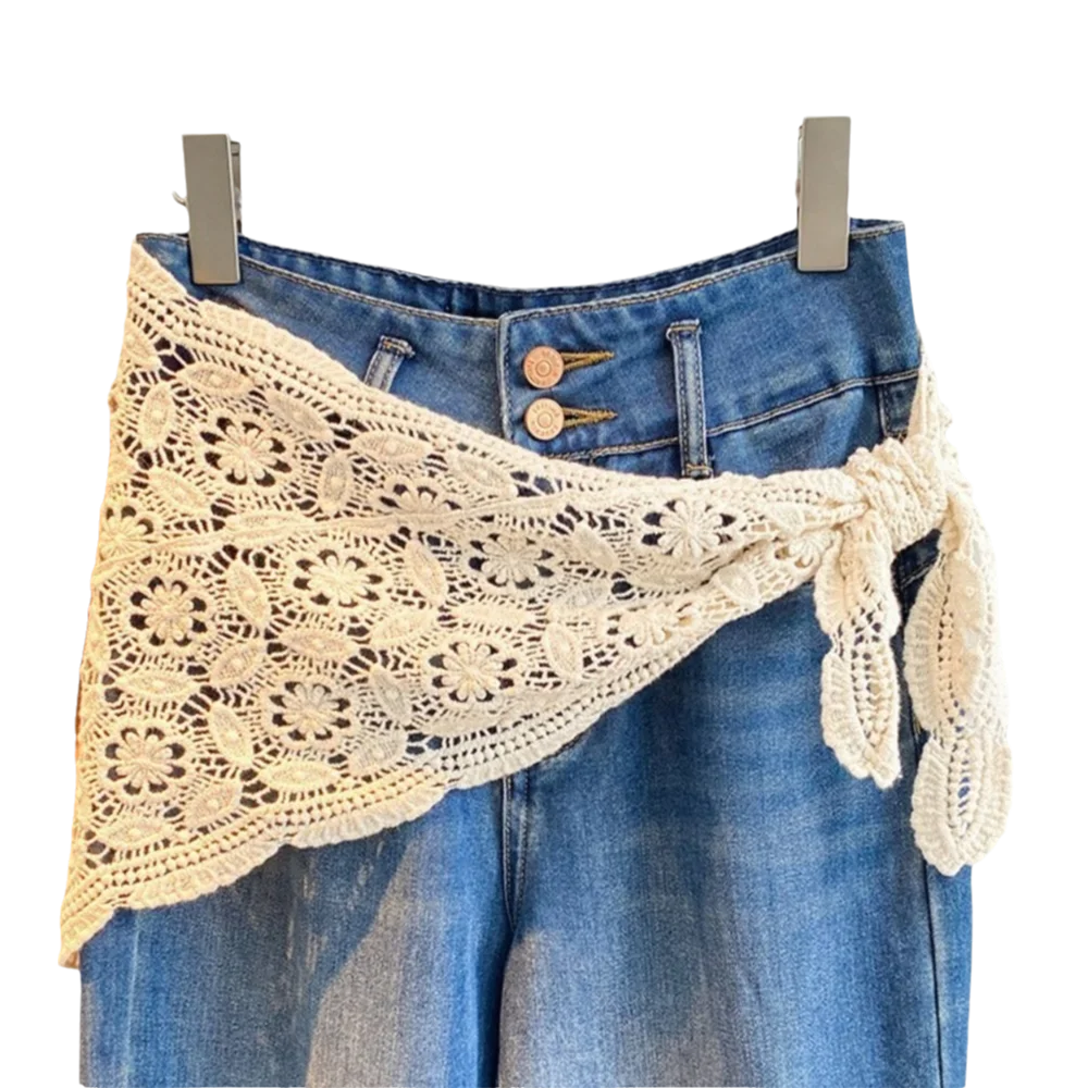 Trendy Lace Trim Fart Curtain Slim Fit Pretty Mini Skirt Y2K Hollowed-out Apron Wrap Skirt Women