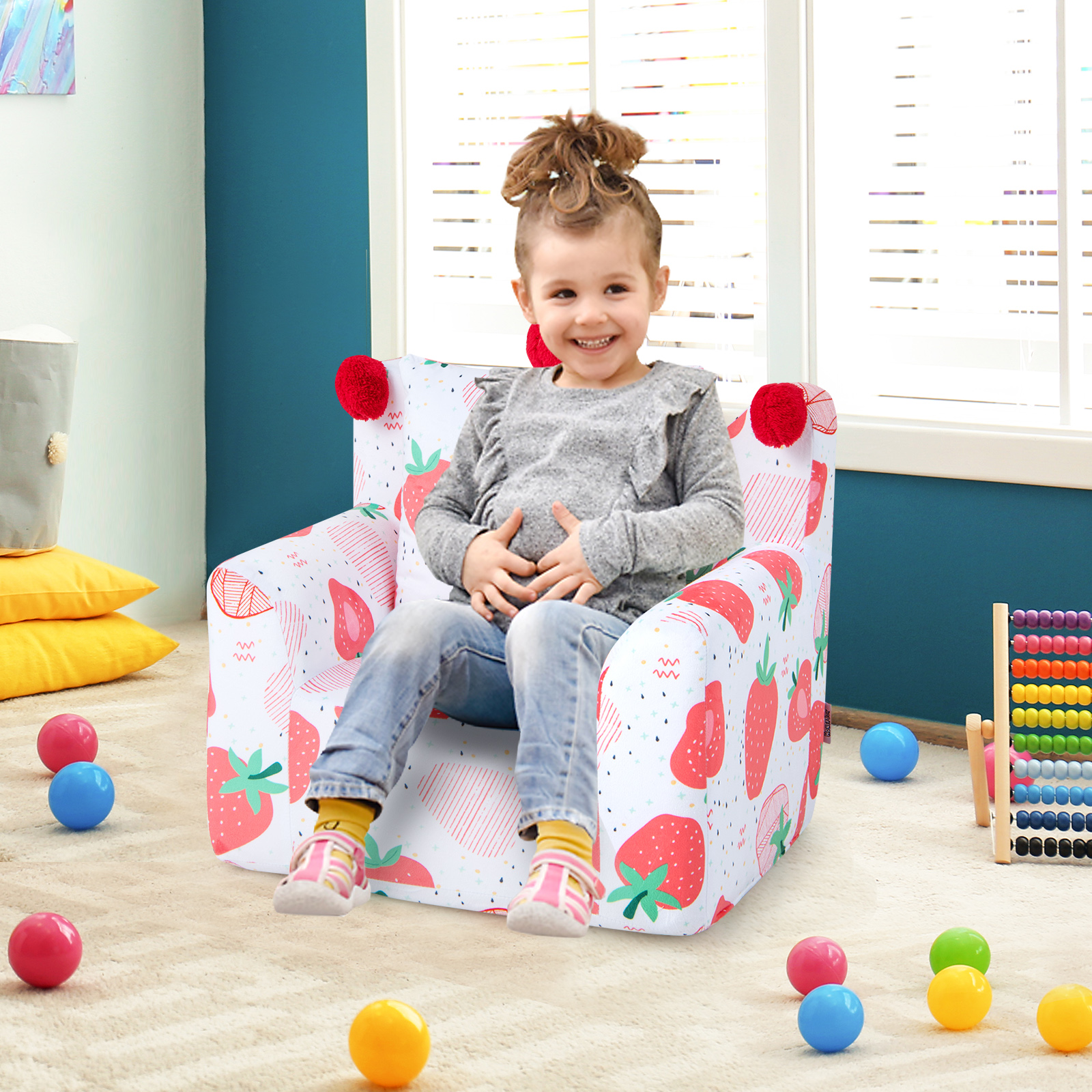 GOFLAME Sofa Foam Filled Armchair, Toddler Sofa Couch with High-density Sponge, Padded Pillow