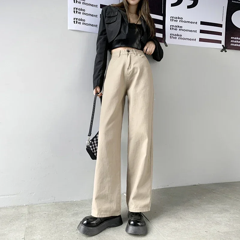 ZOENOVA Gerade Bein Jeans Für Frauen Hohe Taille 2022 Trend Denim Hosen Mom Jean Baggy Hosen Casual Komfort Hosen Oversize