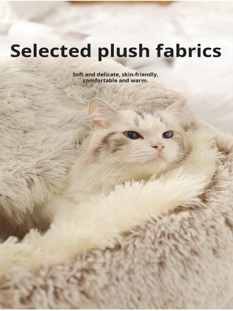 Cat Litter Crystal Plush Dog Kennel Plush Pet Kennel Shipping Deep Sleep Half Pack Warm Vacuum Round