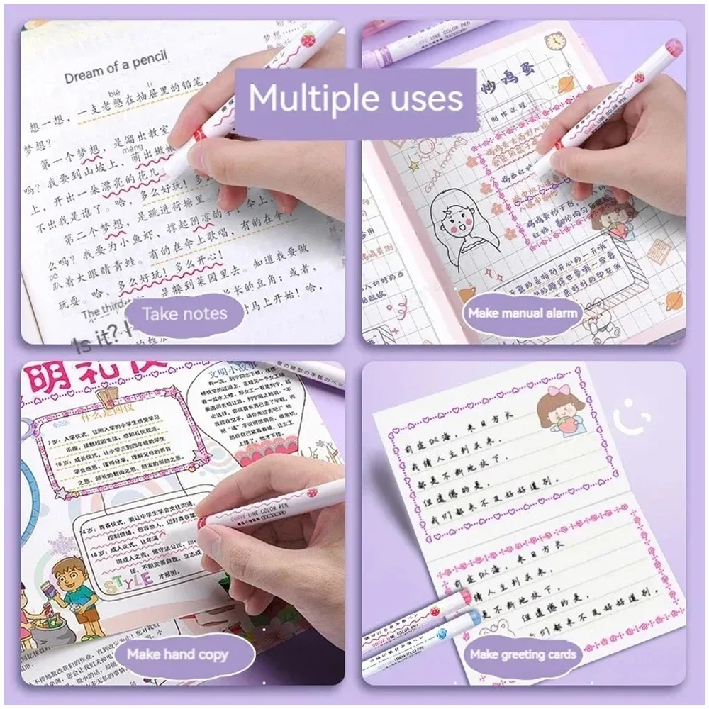 6 Teile/satz Kawaii Blume Linie Form Highlighter Stift Roller Spitze Kurve Liner Marker Schreibwaren Zurück Zu Schule Büro Liefert Geschenke