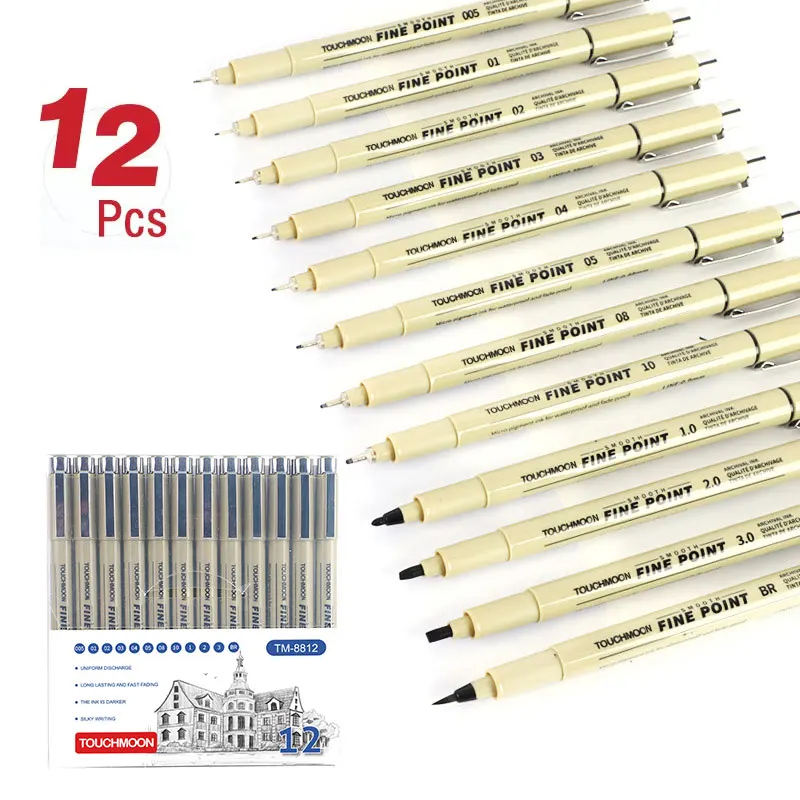 Pigment Liner Micron Pen Marker Set Hakenlinie Nadelstift Art Manga Outlining Pen für Skizze Soft Brush Briefpapier Kunstbedarf