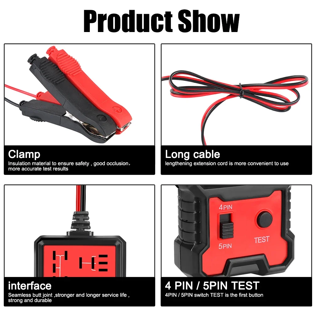 รถรีเลย์เครื่องทดสอบเครื่องทดสอบแรงดันไฟฟ้า Universal 12V รถแบตเตอรี่ Checker ยานยนต์อิเล็กทรอนิกส์เครื่องทดสอบรีเลย์ไฟ LED