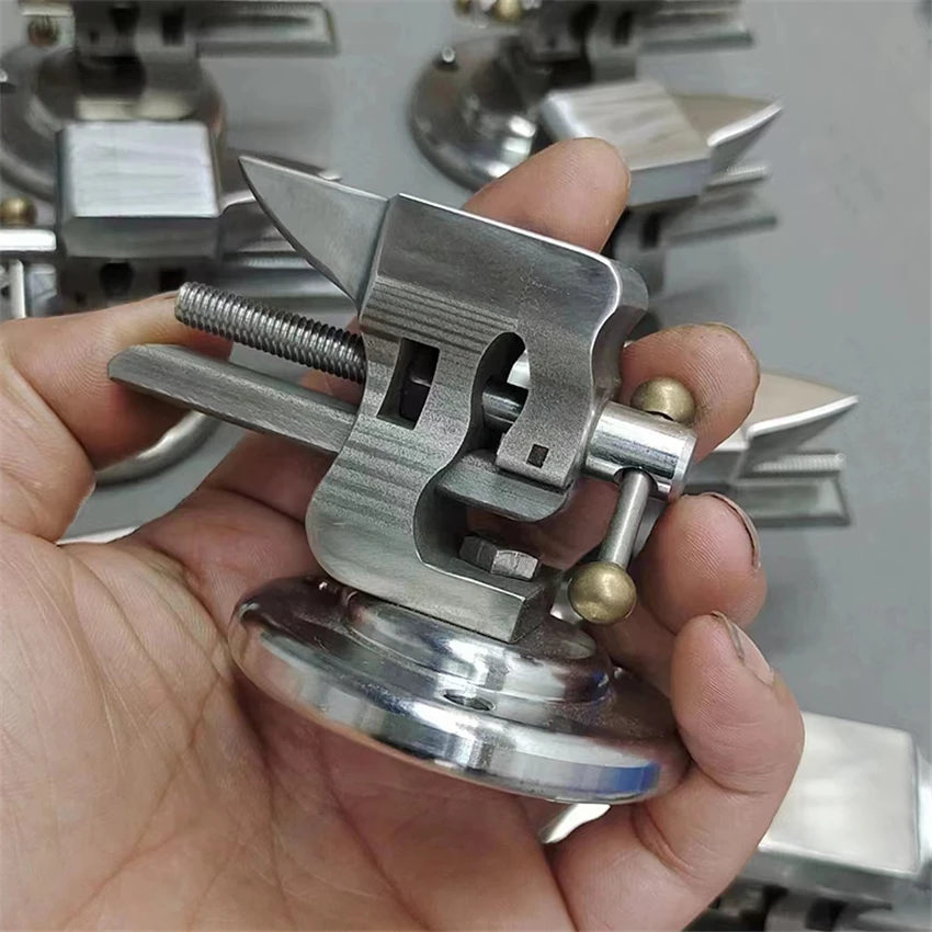 Mini alicates de banco de acero inoxidable 304 con yunque, abrazadera de escritorio ajustable de 1 pulgada con Base giratoria, herramienta de reparación de relojes hecha a mano DIY