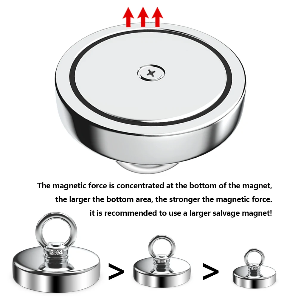 D16 ~ D42mm Ímã de pesca de neodímio super forte N52 Ímã de terras raras resistente com furo escareado Orebolt de salvamento magnético