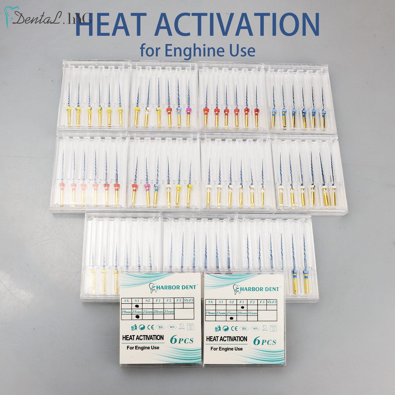HARBOR 6 unids/caja limas de raíz de Canal activado por calor Dental SX-F3 21mm 25mm herramientas de dentista pueden doblar para preparar el tratamiento del conducto radicular