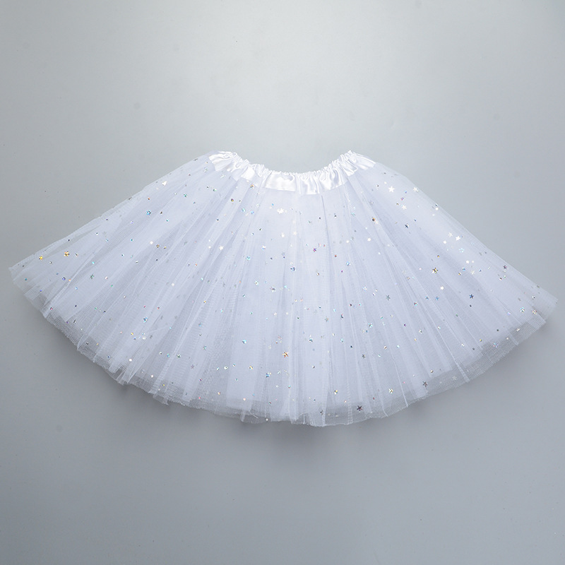 キッズベビースターグリッターダンスチュチュスカート用女の子スパンコール3層チュール幼児ペチスカート子供シフォン2-8T