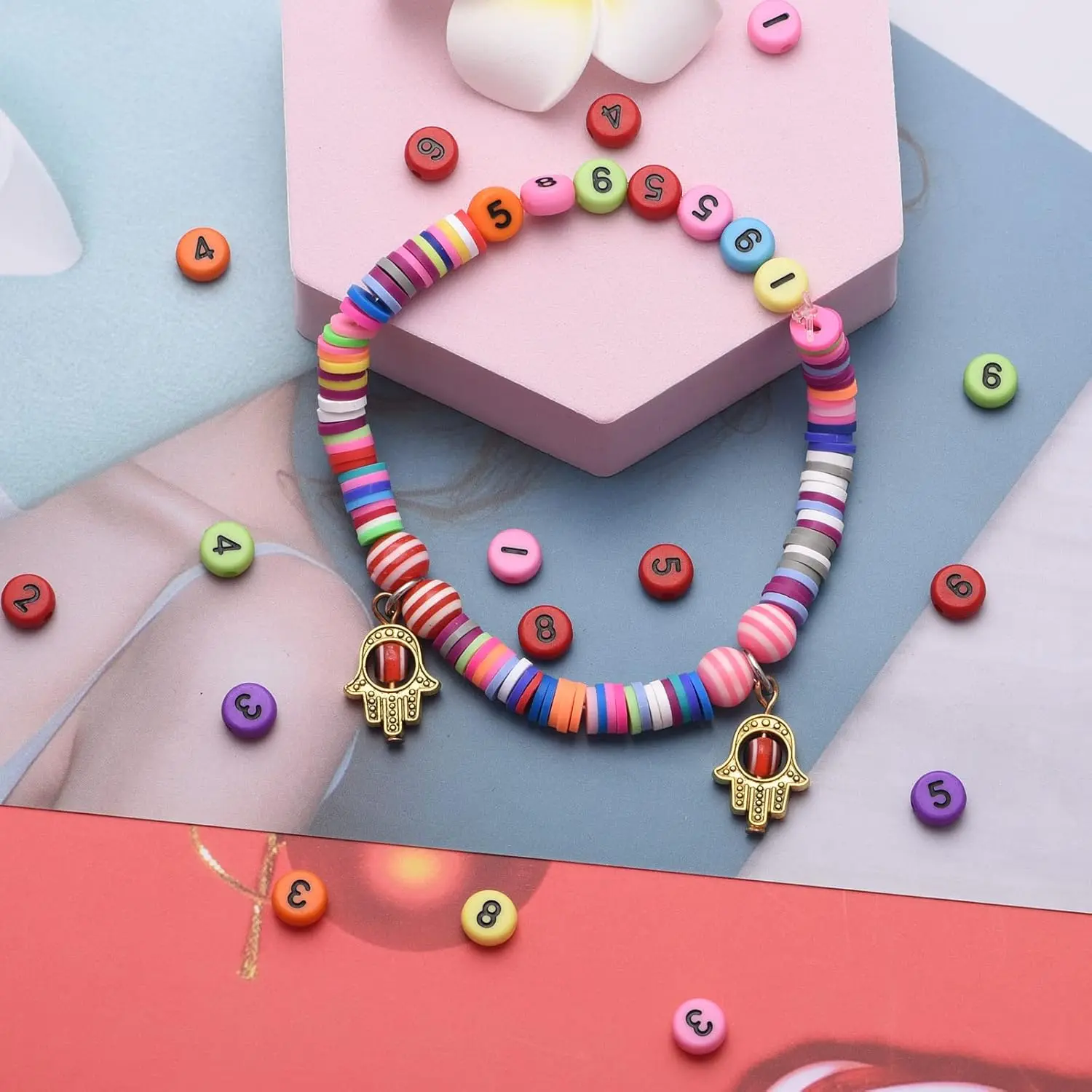 100-500 個アクリル番号ビーズラウンドフラットルーススペーサーデジタルビーズジュエリーメイキングのために diy ブレスレットネックレスアクセサリー