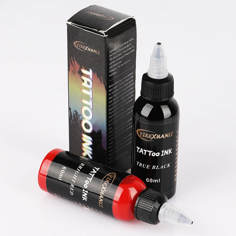 Pigment d'encre de tatouage rouge/noir de 60ml, avec boîte, Kits de tatouage d'art corporel, peintures de beauté professionnelles, maquillage, fournitures de tatouage semi-permanentes